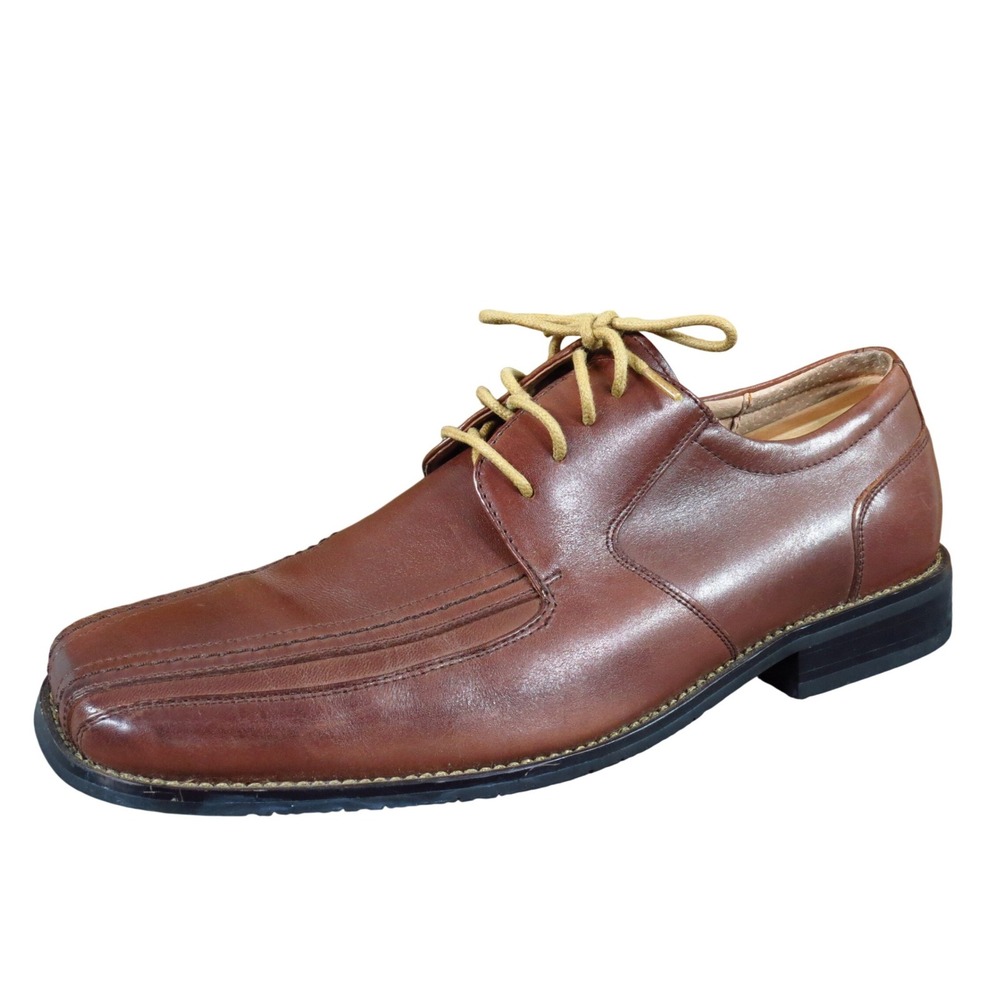 Stacy Adams Men Casual Bicycle Toe Oxford‎ Shoe Size 9 Wide Brown Leather